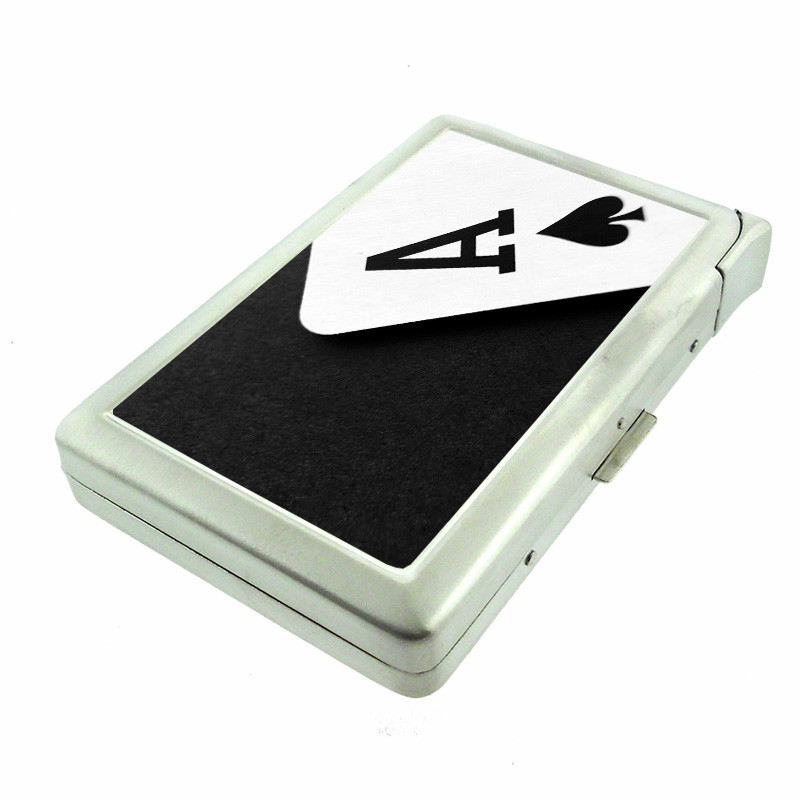 Ace Card Em1 Cigarette Case with Built in Lighter Metal Wallet