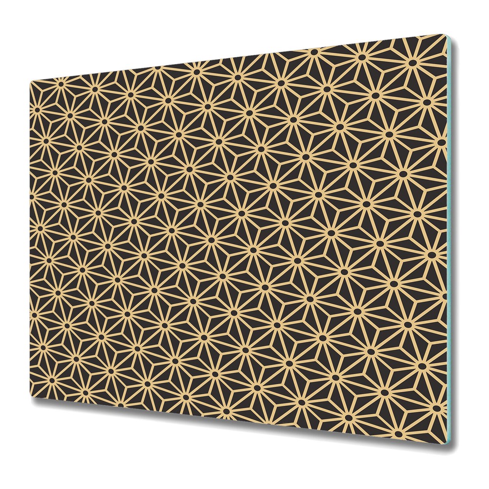 Glass Worktop Saver Antique palette black & gold diagonal Japanese 60x52