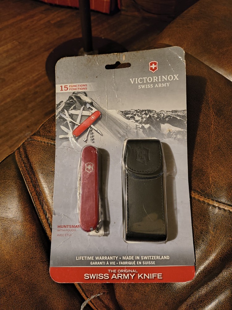 Victorinox Huntsman SWISS ARMY KNIFE Red Stainless Steel with Pouch
