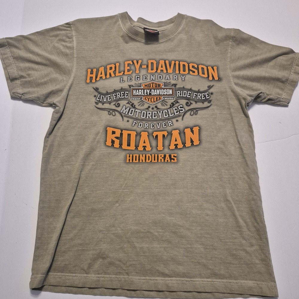 Harley Davidson Motorcycle Roatan Honduras Graphic Biker T-Shirt Size M