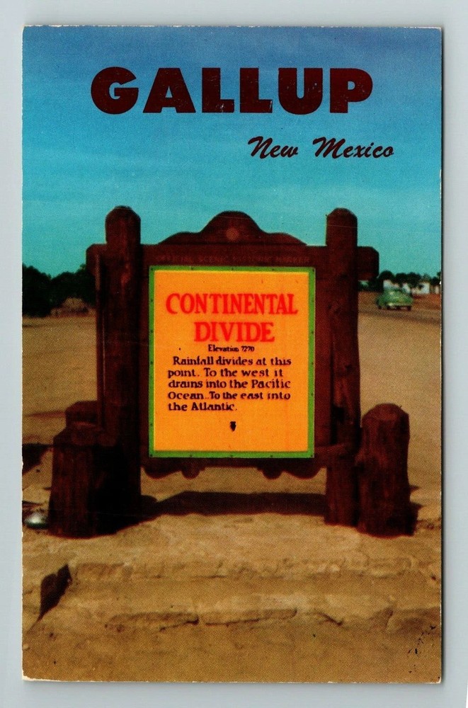 NM-New Mexico, Continental Divide, Outside Sign, Vintage Postcard