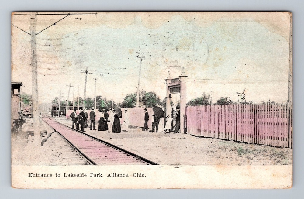 Alliance OH-Ohio, Entrance To Lakeside Park, Antique Vintage c1909 Postcard