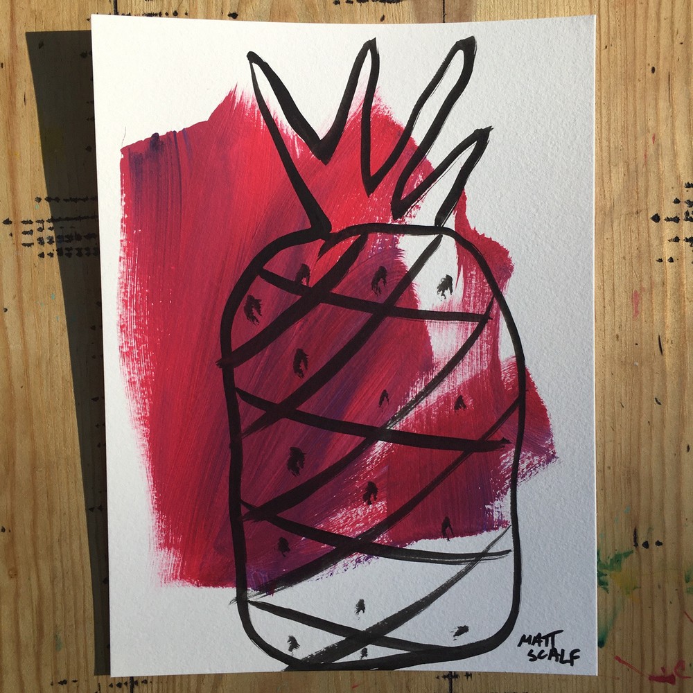 Matt Scalf Pineapple Abstract Tropical Pop Urban Graffiti ORIGINAL PAINTING 9x12