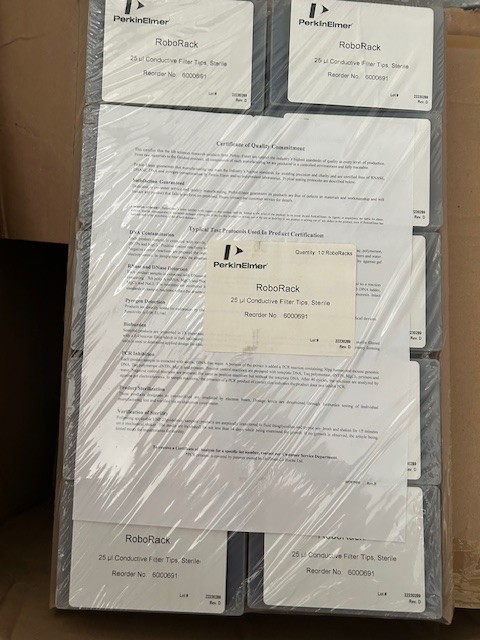 PERKIN ELMER Robo Rack 25ul Conductive FIlter TIps, Sterile