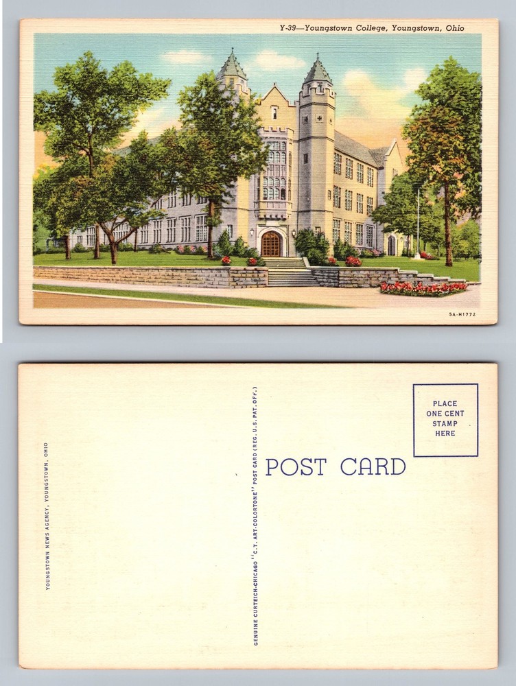 Youngstown, OH-Ohio, Youngstown College Stone Tower Scene Vintage Postcard