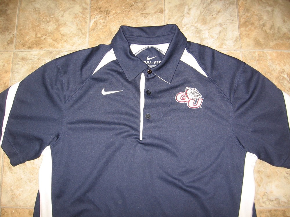 GONZAGA UNIVERSITY BULLDOGS GU ZAGS NCAA SEWN PATCH POLO SHIRT BY NIKE DRI-FIT