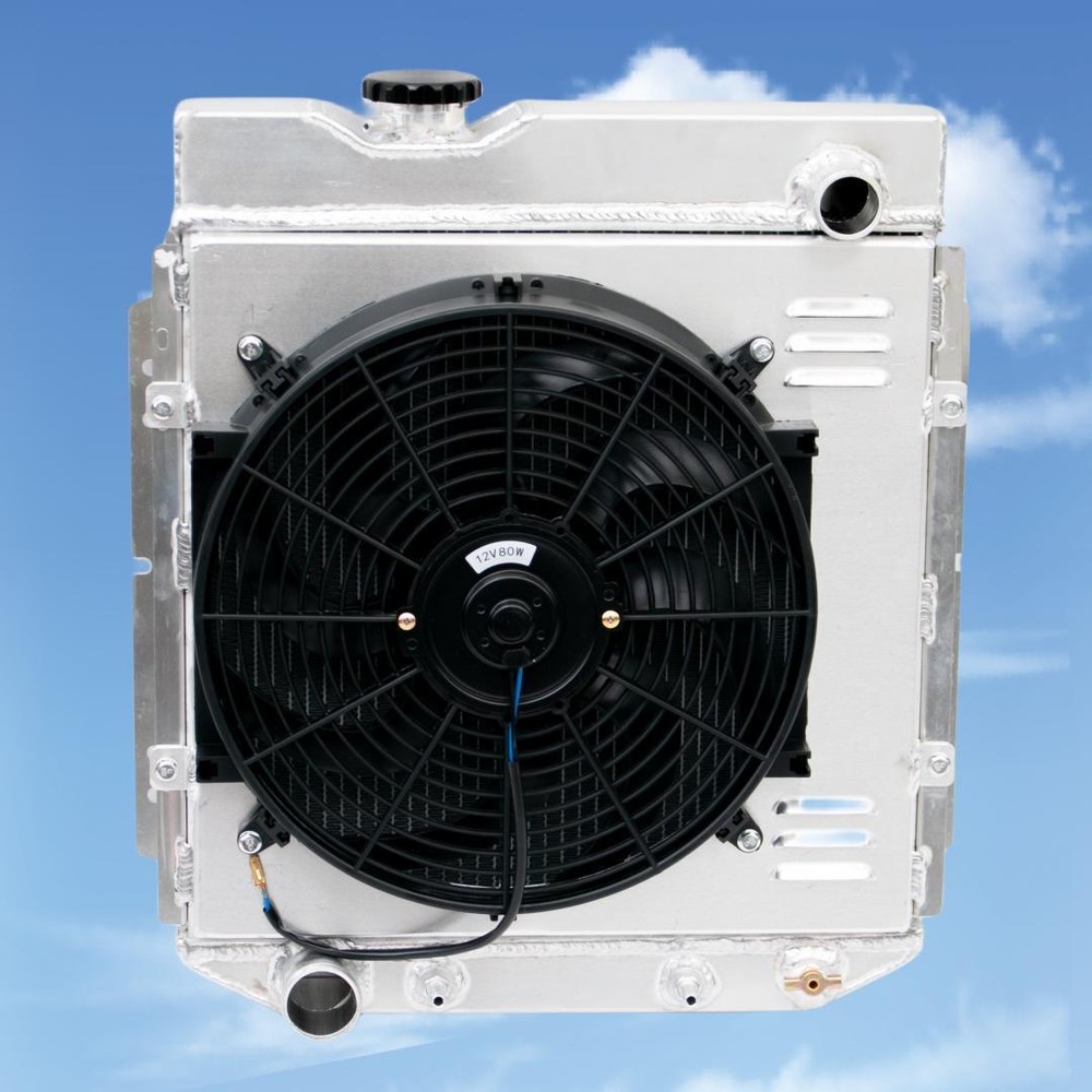 4 Row Aluminum Radiator&Shroud+Fan For 1965 1966 Ford Mustang 5.0L V8 Conversion