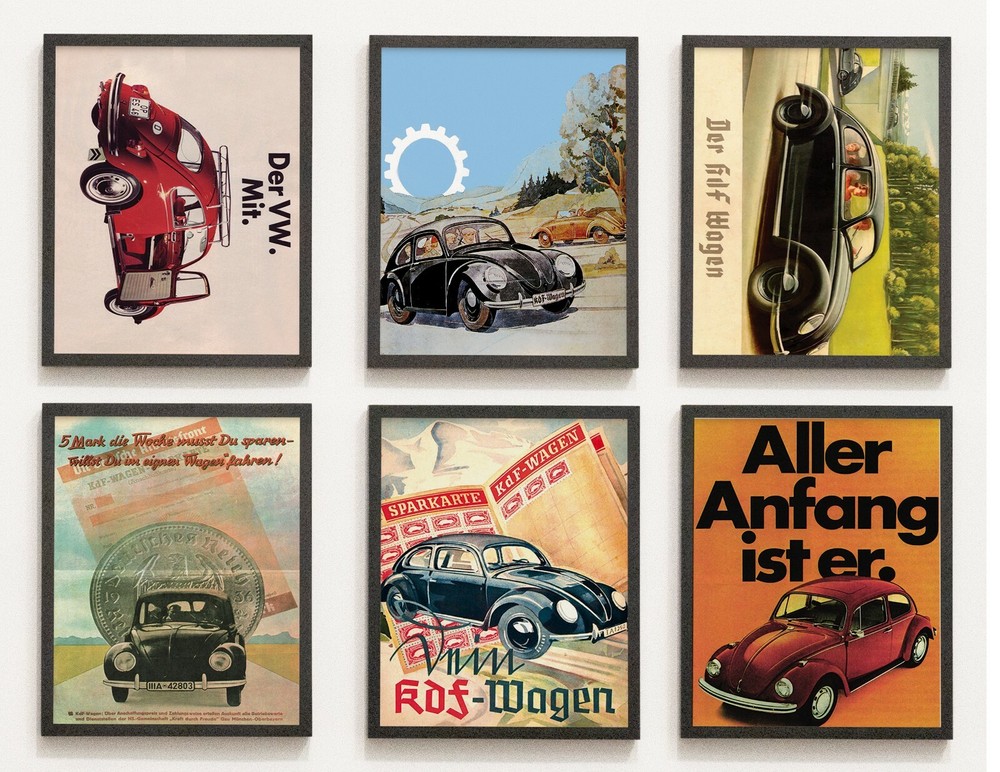 Set: 6 Posters VW Beetle KdF Cars Vintage Volkswagen Posters Prints Wehrmacht