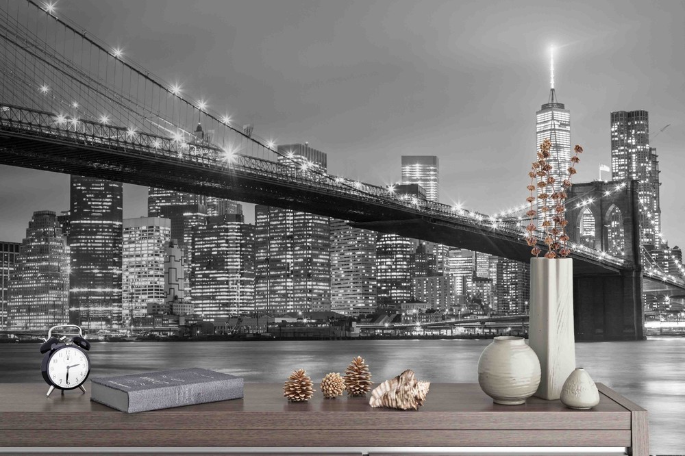 3D City Bridge Night View Wall Murals Wallpaper Murals Wall Sticker