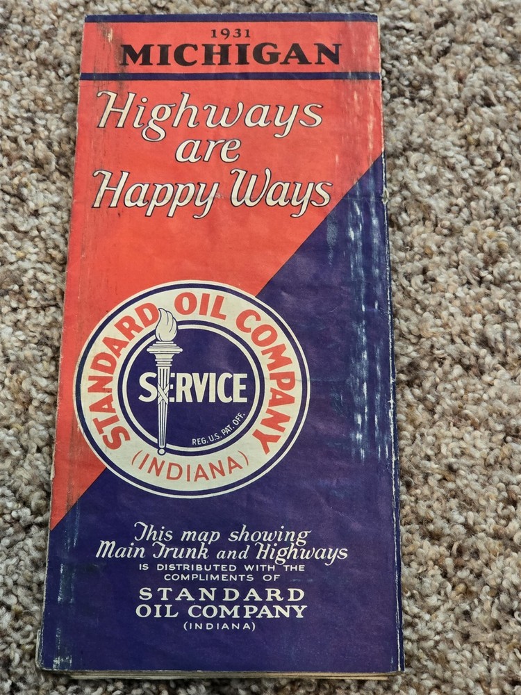 1931 Standard Oil Company (Indiana) MICHIGAN Highways Are Happy Ways Road Map