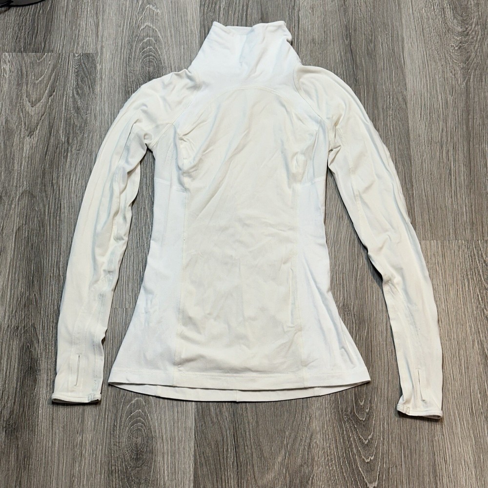 Lululemon Women 2 White Polar Cream Run Speedy Turtleneck Long Sleeve Activewear