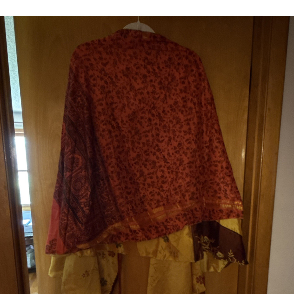 Darn Good Yarn Silk Satin XL Wrap Skirt Floral Sari Up Cycle Reversible