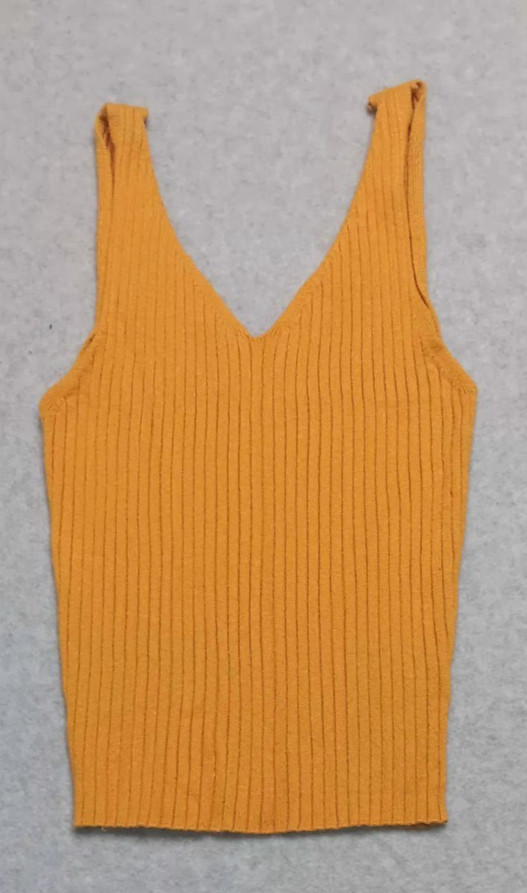 Active USA Tank Top Crop Top Womens Size Small Petite Burnt Orange Ribbed