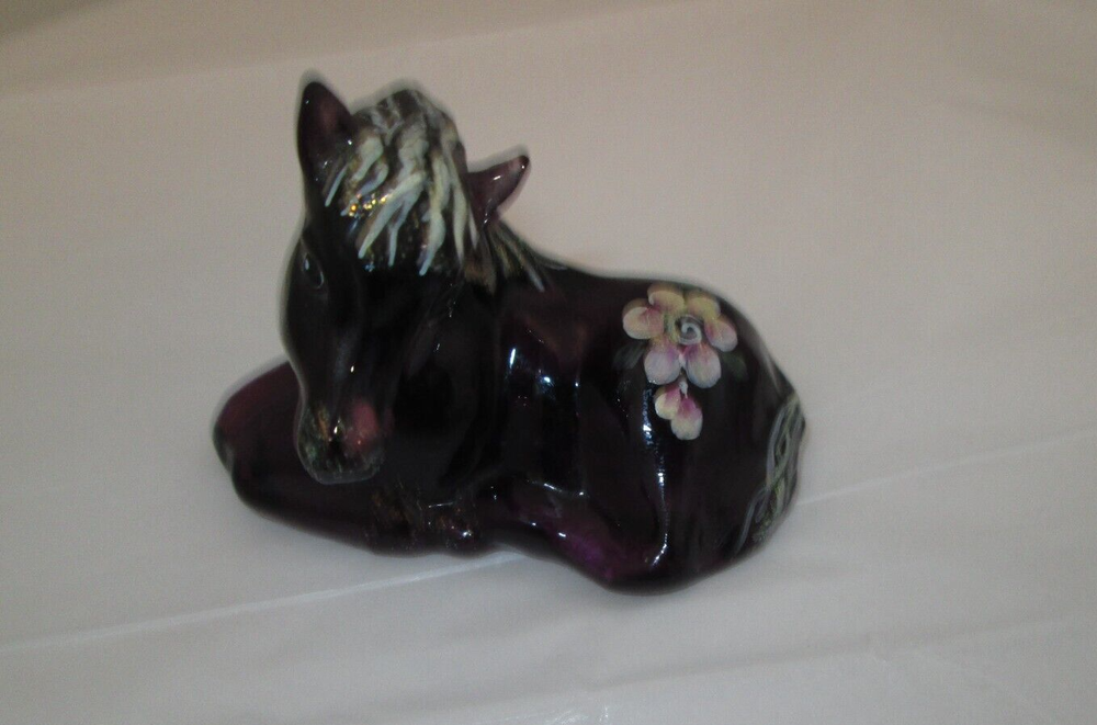 Fenton Glass Foal/Horse Hand Painted Signed and Stamped