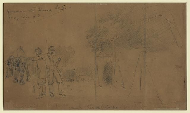 Camp, Signal Corps, Yorktown, Alfred Rudolph Waud, American Civil War, Union,