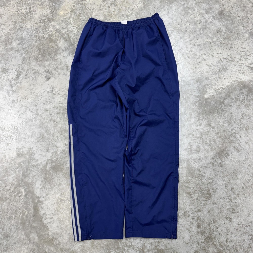 Adidas Pants Mens 2XL Blue Three Stripes Athletic Track Windbreaker Lined XXL