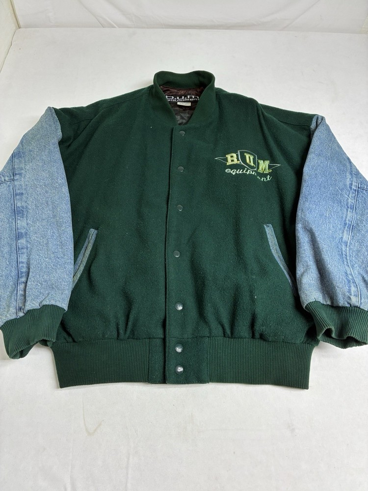 Vintage 90’s BUM Equipment Varsity Bomber Jacket Green Size Large