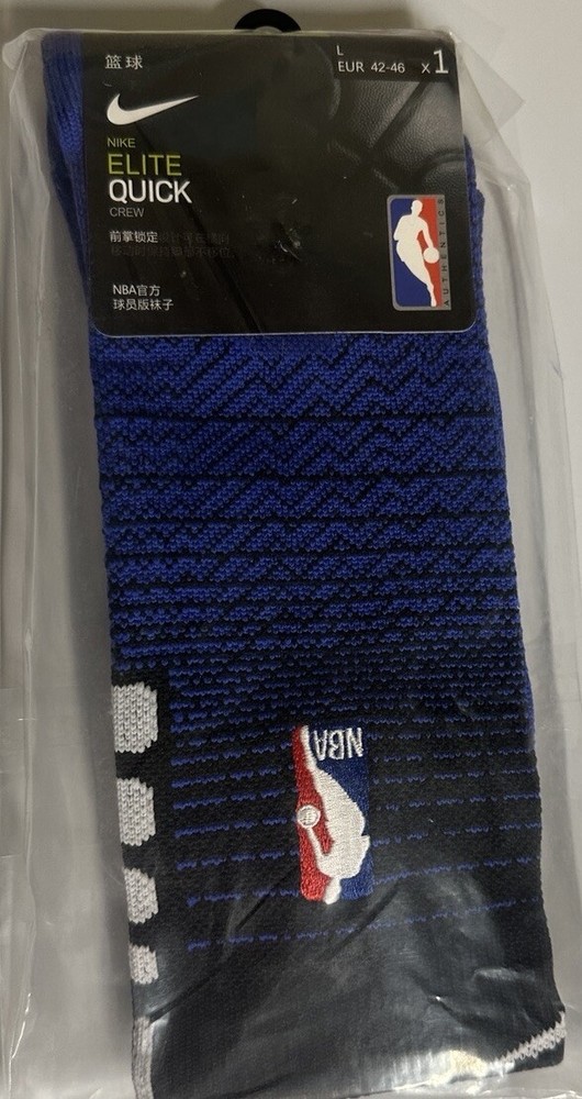 Nike NBA ELITE Quick Crew Basketball Socks Size L One Pair (Blue)Color!!