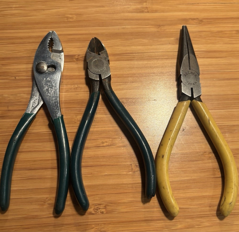 Vintage Damian S54 4-Inch Diagonal Cutter with Archer Needle Nose Plier Set