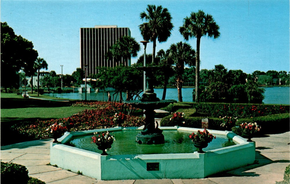 ORLANDO, FLORIDA, Lake Eola, Central Florida Distributors, Fern Park, Postcard