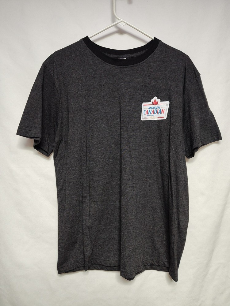 Molson Canadian Lager Beer Men's Short Sleeve Dark Gray T Shirt Size XL