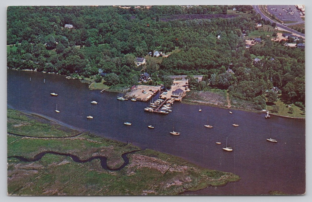 Old Lyme Marina, CT Aerial View Postcard - George Le Blanc Chrome
