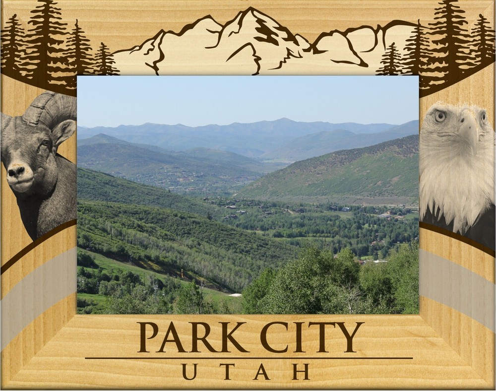 Park City Utah Laser Engraved Wood Picture Frame Landscape (4 x 6)