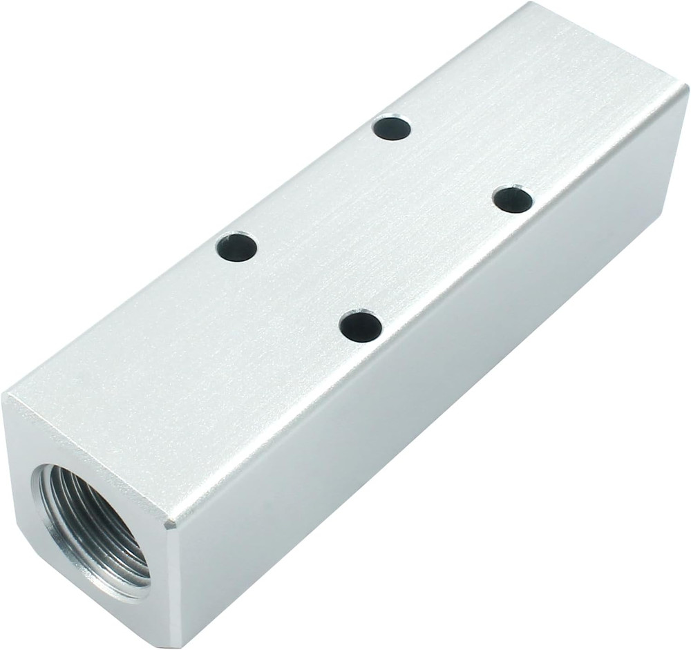 3 Way Pneumatic Manifold Air Distribution Block, G1/2 Supply Port, G1/4-Inch ...