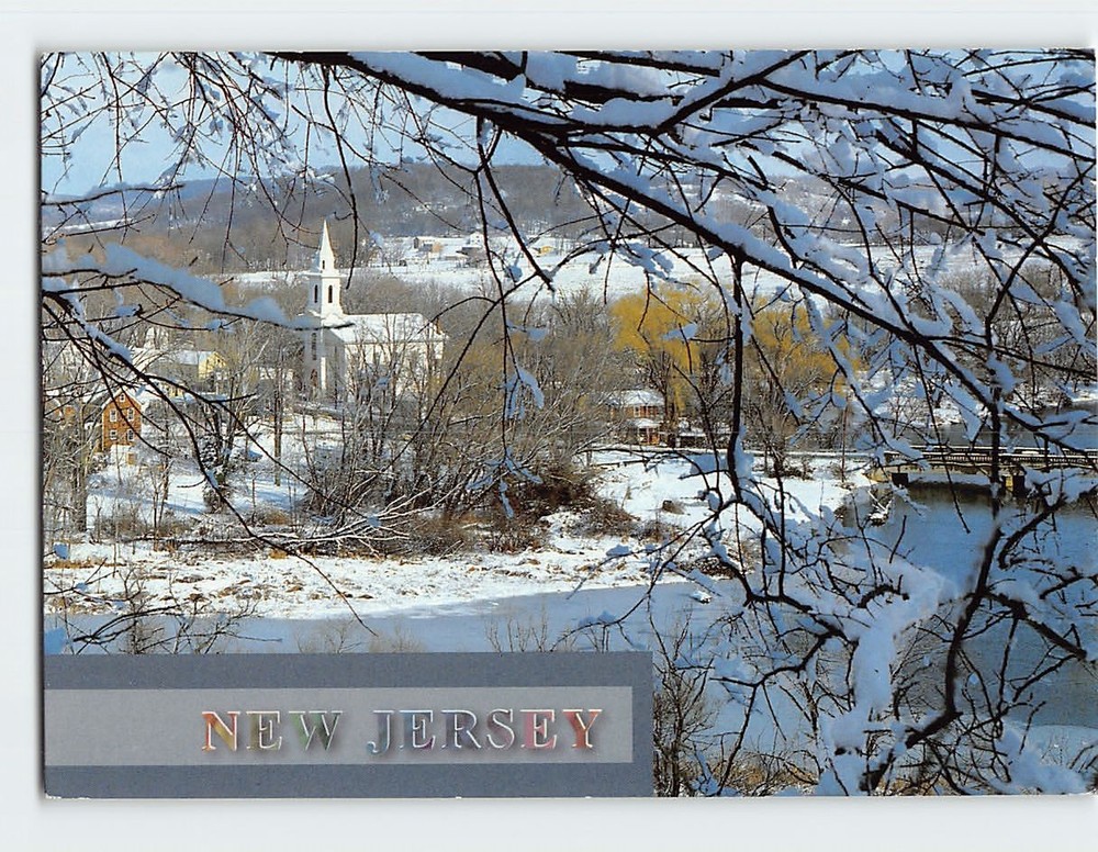 Postcard A scenic wintry view of Clinton New Jersey USA