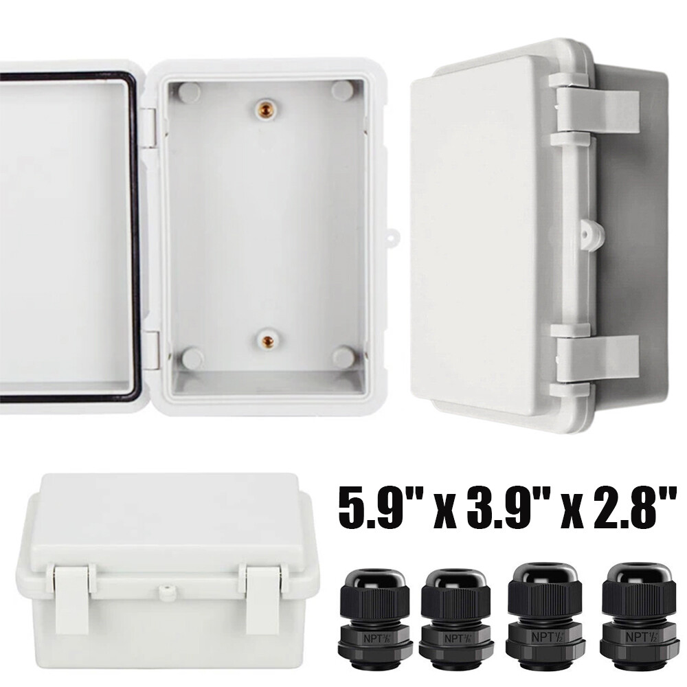 Waterproof Electrical Junction Box IP67 ABS Project Enclosure DIY w Cable Glands-image