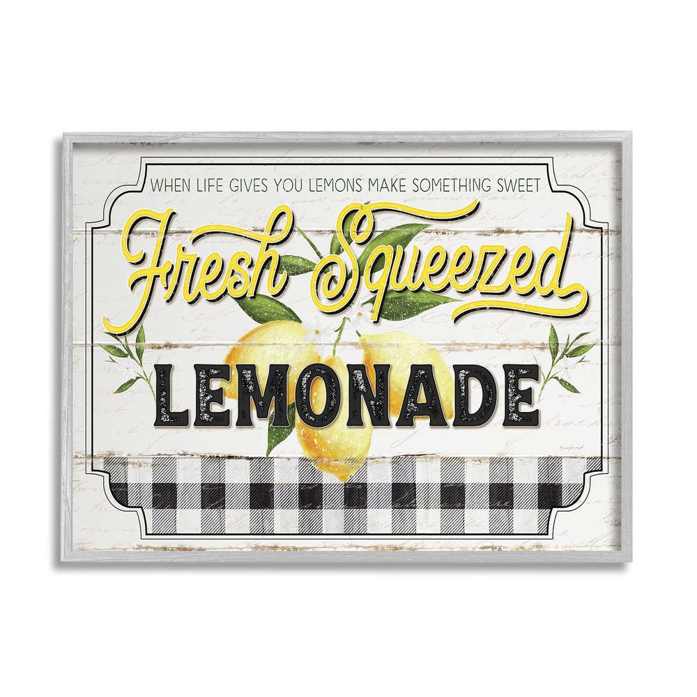 Rustic Lemonade Wall Art Sign 11x14 Fresh Squeezed Lemonade Decor in Off-White for Charming Farmhouse Style