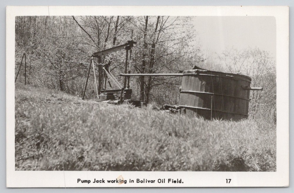 RPPC Pump Jack Bolivar Oil Field Olean NY M. E. Bramlee Vintage Photo Postcard