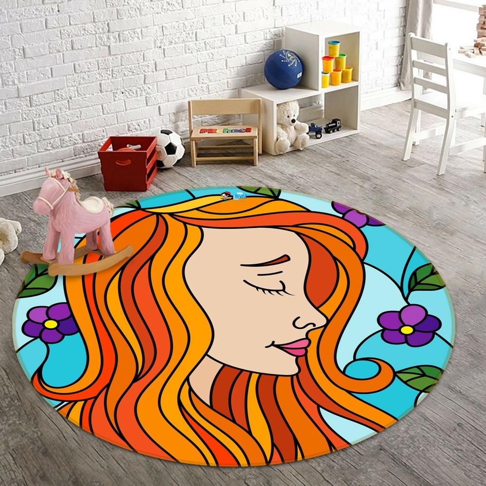 3D Cartoon Girl Petals NAO10403 Game Rug Mat Elegant Photo Carpet Mat Fay