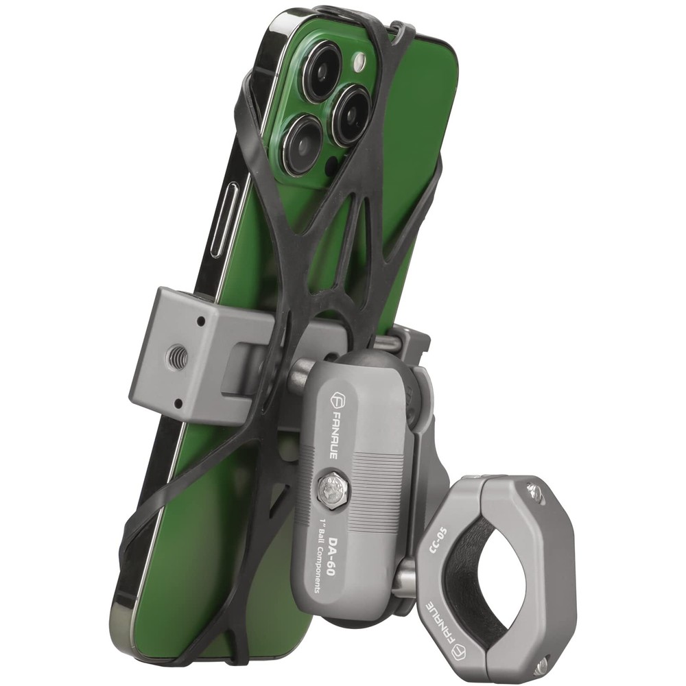 360° Adjustable Motorcycle Phone Mount with U-Bolt Base and Secure Build