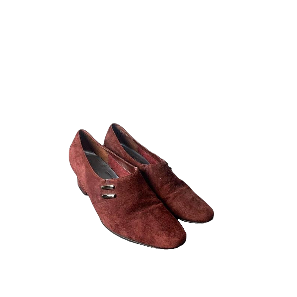 Karen Scott Womens Burgundy Suede Heel Loafers Size 9 Medium