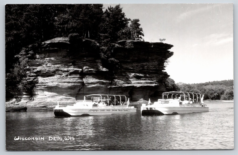 RPPC~2 Tour Boats By Cliffs Wisconsin Dells~Real Photo Postcard