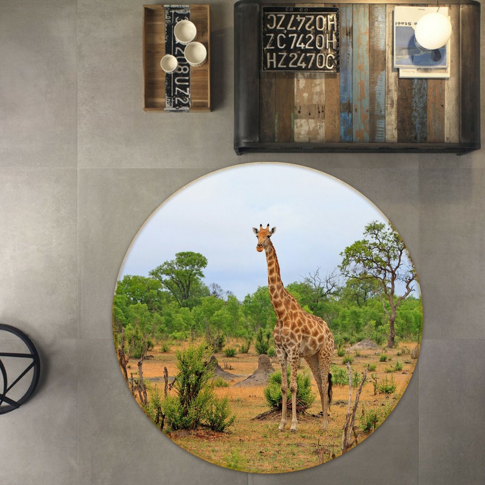 3D Wild Woods Giraffe O1637 Animal Non Slip Rug Mat Elegant Photo Carpet Fay
