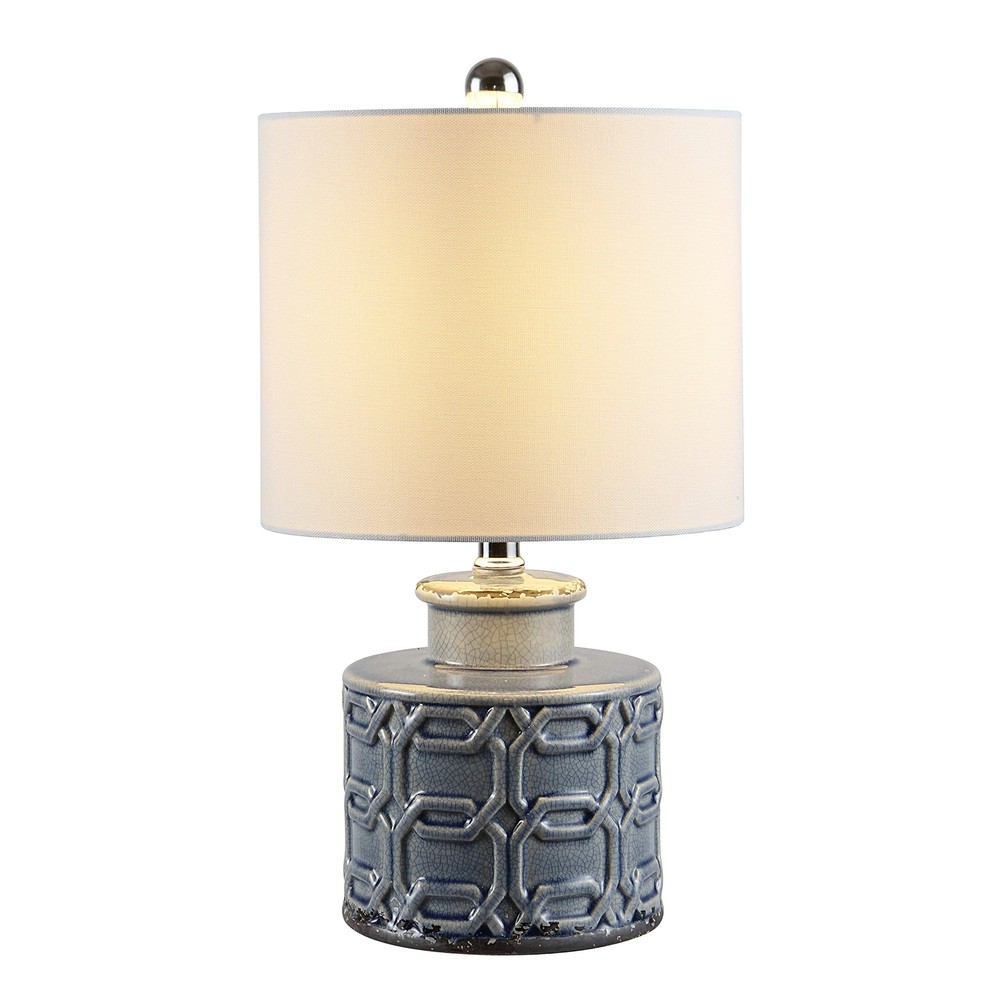 Lighting Collection Bijou Modern Contemporary Blue Ceramic 17-inch Bedroom Li...