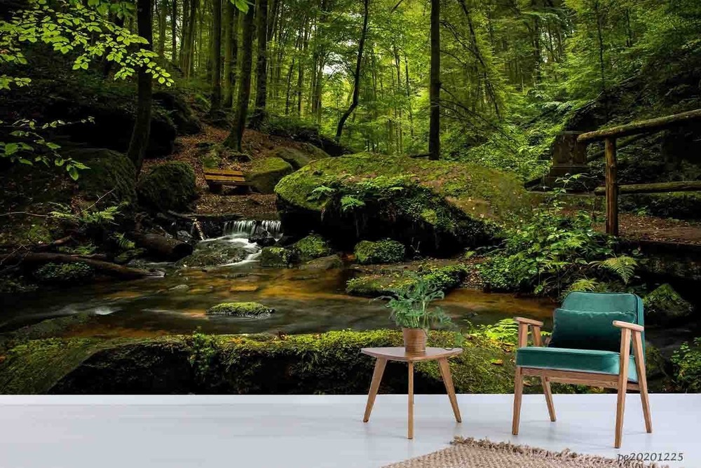 3D Forest River Landscape Wall Murals Wallpaper Murals Wall Sticker 2