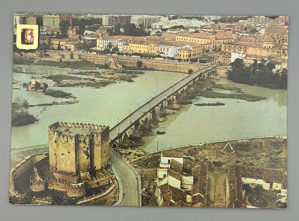 Vintage Córdoba Spain Roman Bridge Guadalquivir River Aerial View Postcard