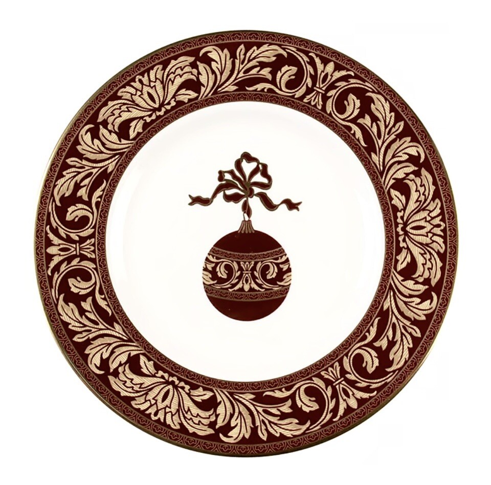 ROYAL DOULTON TENNYSON HOLIDAY CHRISTMAS ACCENT 8” SALAD PLATE NEW!-image