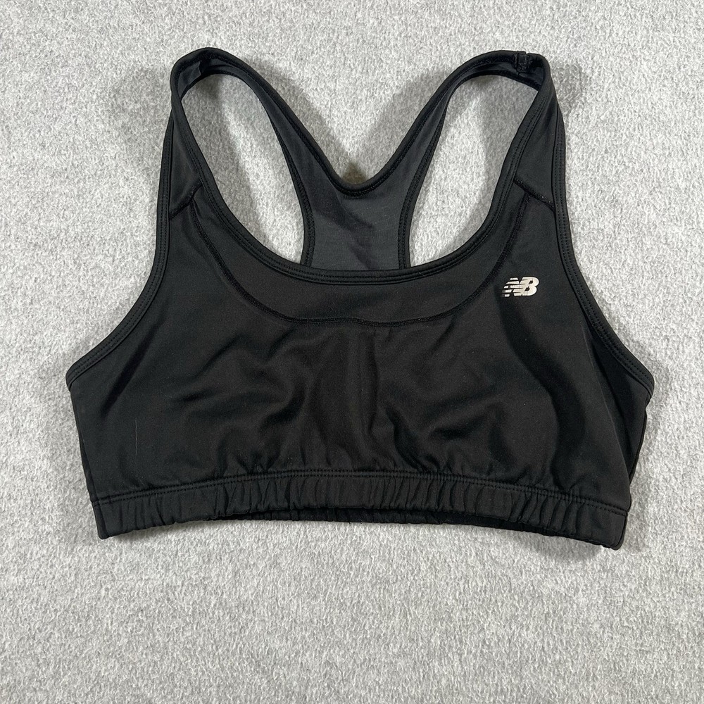 New Balance Sports Bra Black Racerback Medium Impact Workout Gym M