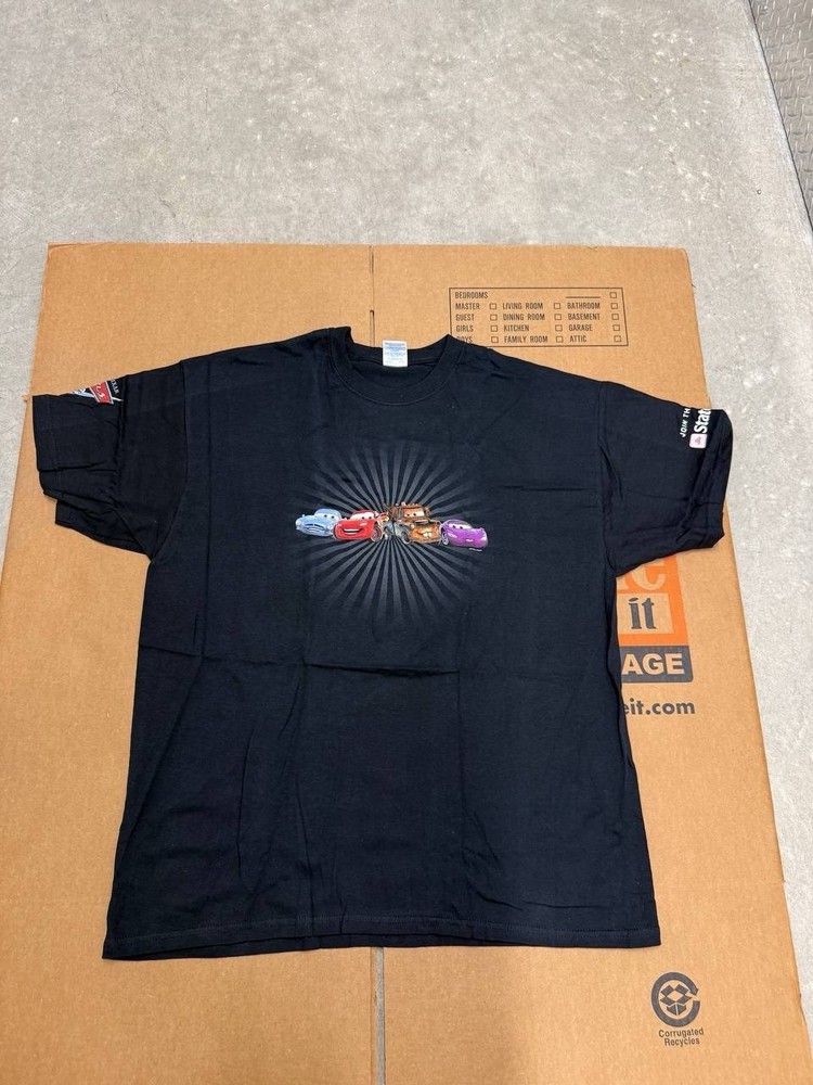 Disney Pixar Cars T-Shirt XL Black Gildan Heavy Cotton State Farm Promo New