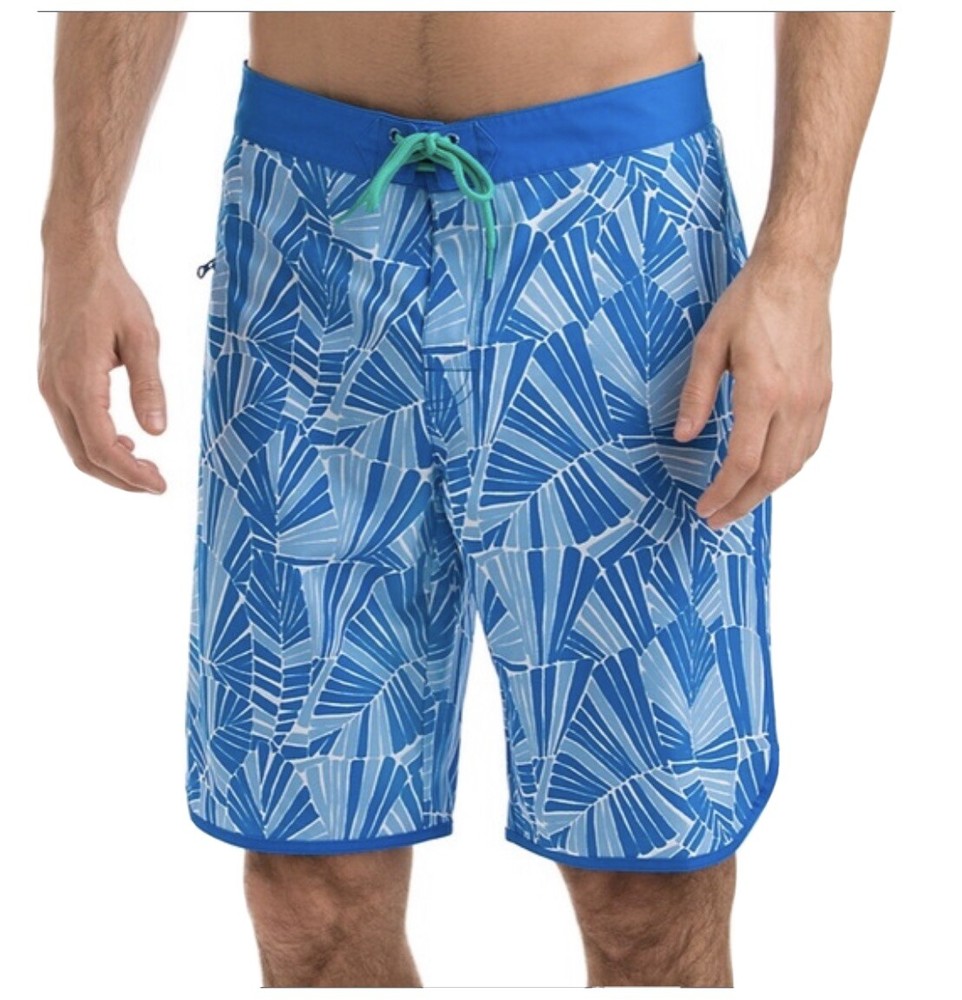 Vineyard Vines SWIMSUIT Mens Blue Board Shorts Abstract Palm Blue Size 42-image