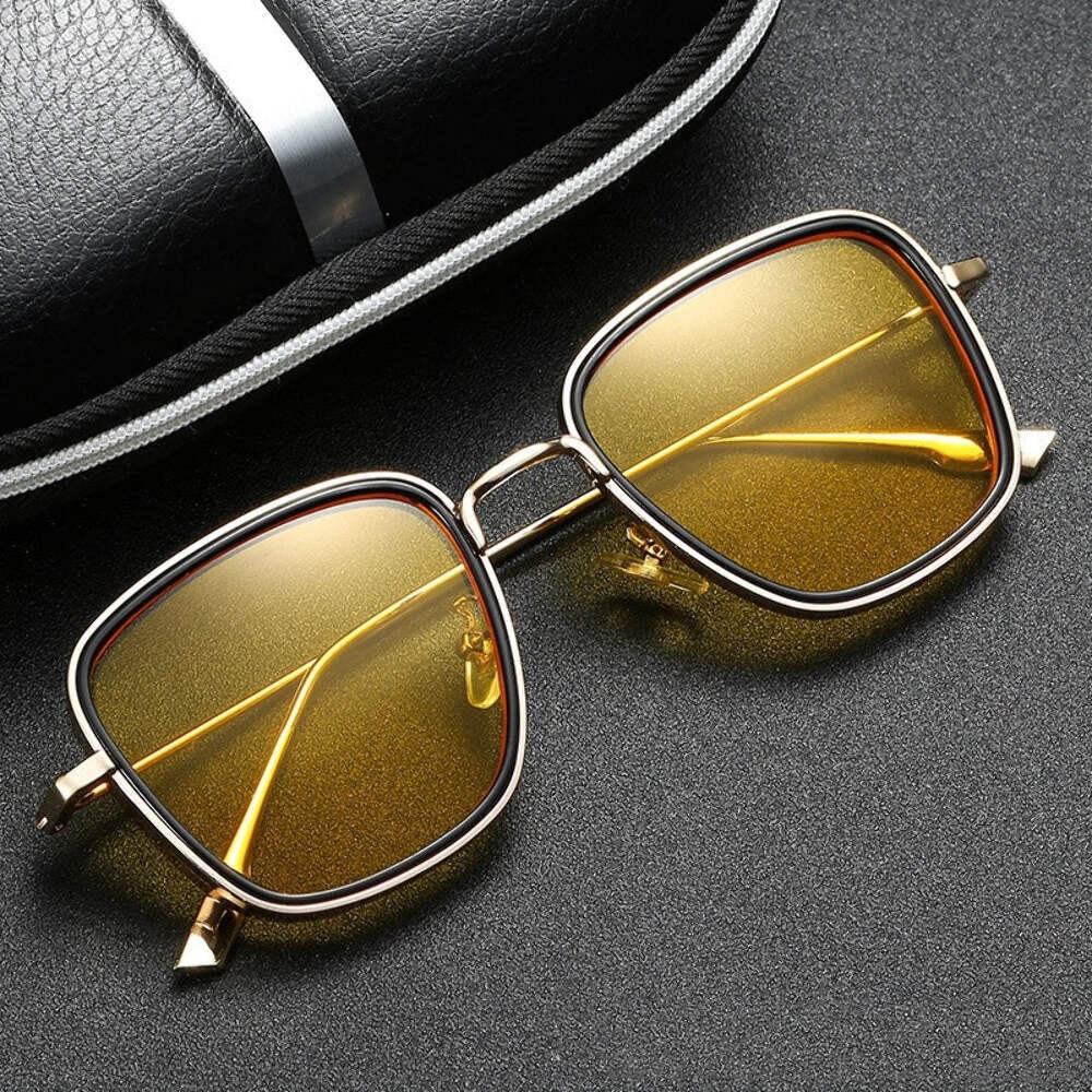 Womens Fashion Sunglasses Metal Retro Square Frame Steampunk Style for Travel, F
