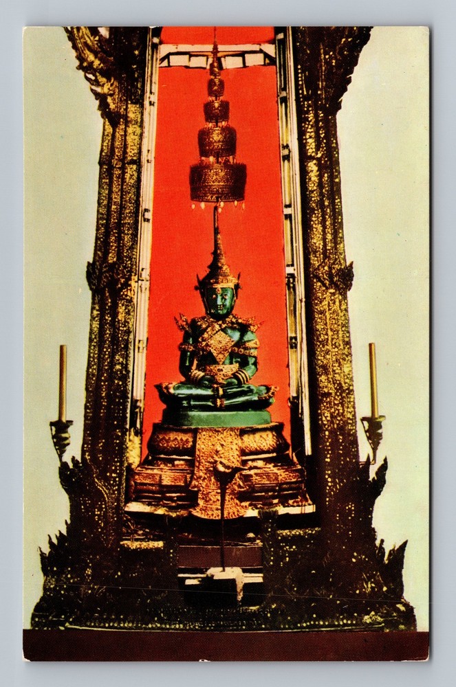 Thailand- Bangkok Emerald Buddha Inside Temple Souvenir Old PC Vintage Postcard