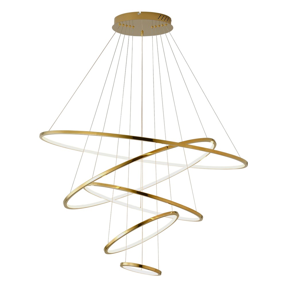 5-Ring LED Chandelier with Remote Control for Living Room Ceiling