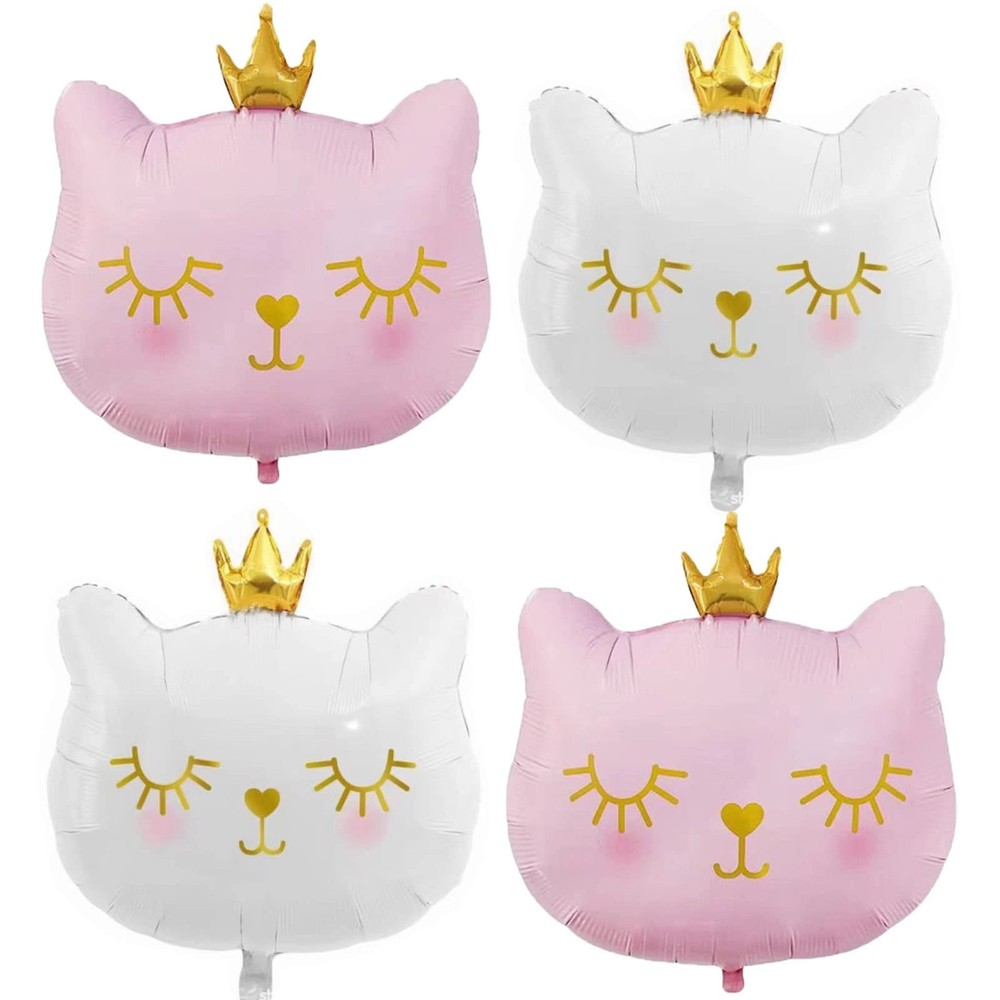 4 Pack Cat Balloons Cat Birthday Party Supplies Kitten Balloon Decor for Cat ...