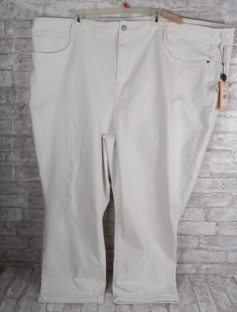 NYDJ Girlfriend Lift Tuck Jeans High Rise Womens 28W Optic White Cool Embrace