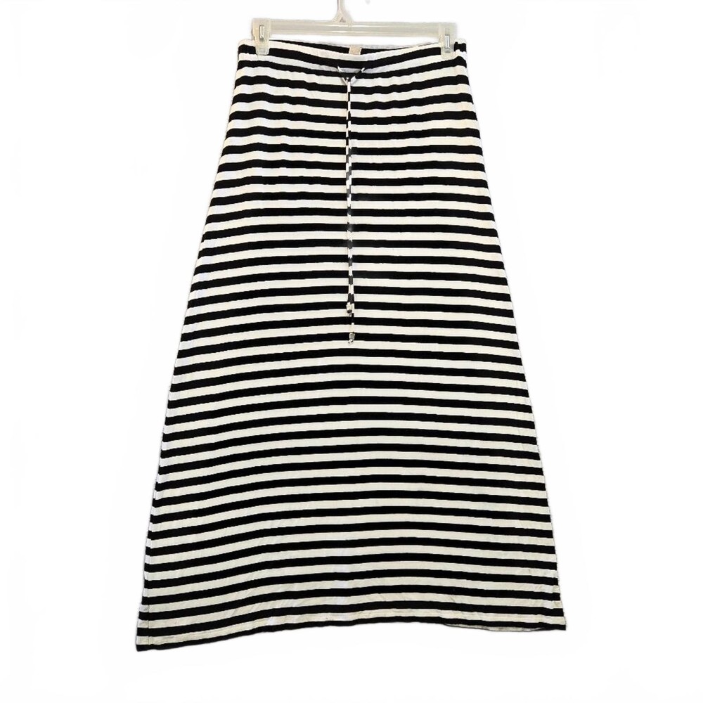 Michael Kors Black & White Striped Maxi Sailor Skirt Size M Nautical Preppy